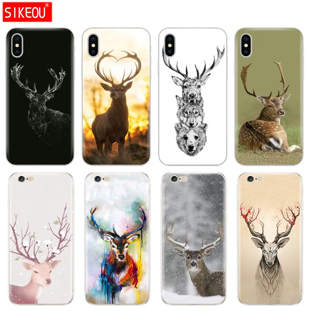 Силиконовый чехол для телефона Iphone 6X8 7 6s 5 5S SE Plus 10 XR XS Max чехол минималистичный с изображением животного оленя