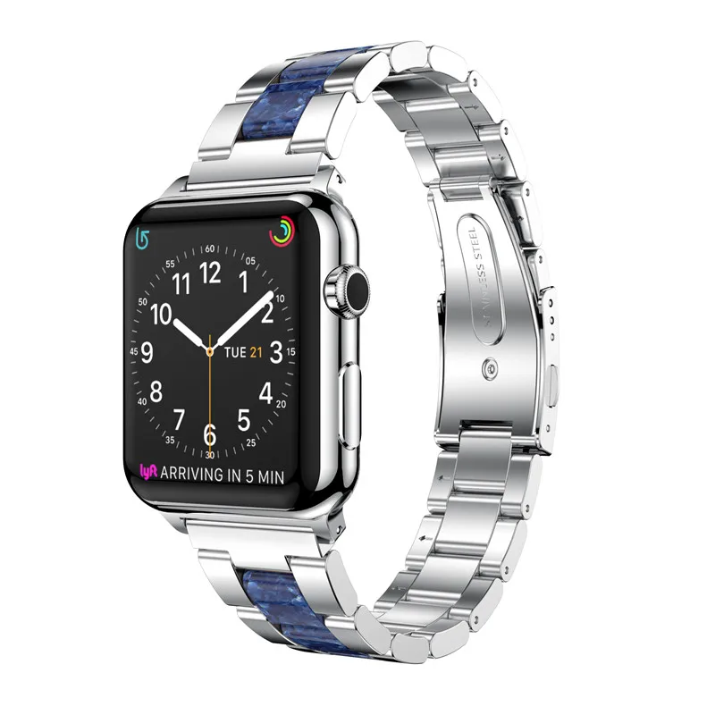 Модные мужские Correas для Apple Watch Band 1 2 3 4 цветной драгоценный камень из нержавеющей