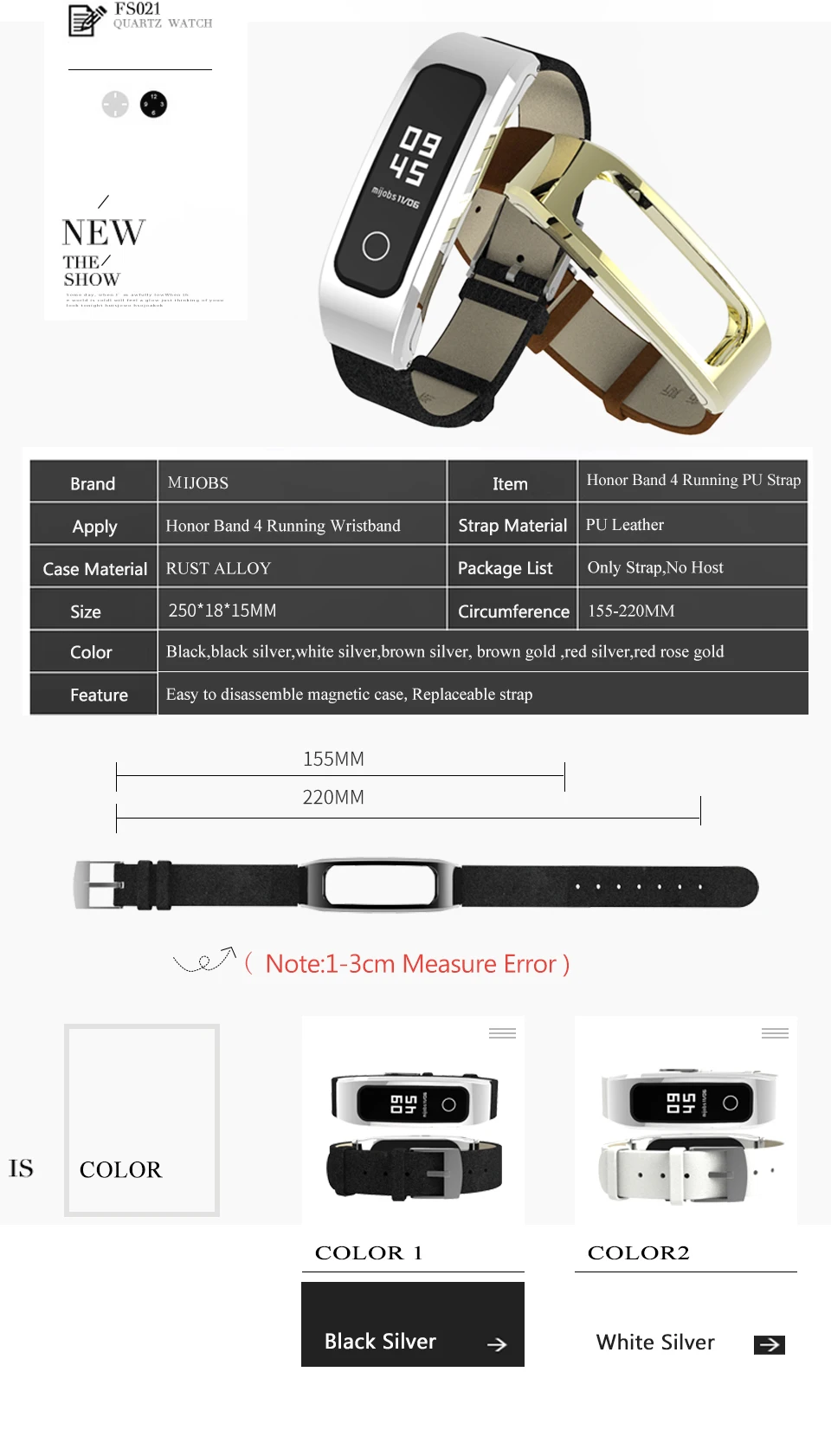 Mijobs браслет для Honor Band 4 ремешок для huawei Honor Band 4 ремешок для бега кожаный PU correa умный браслет Pulseira