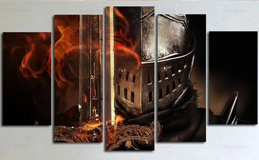 5 Панель Dark Souls фильм Плакаты Moderne дома муур Декор Schilderen холст Книги по искусству HD