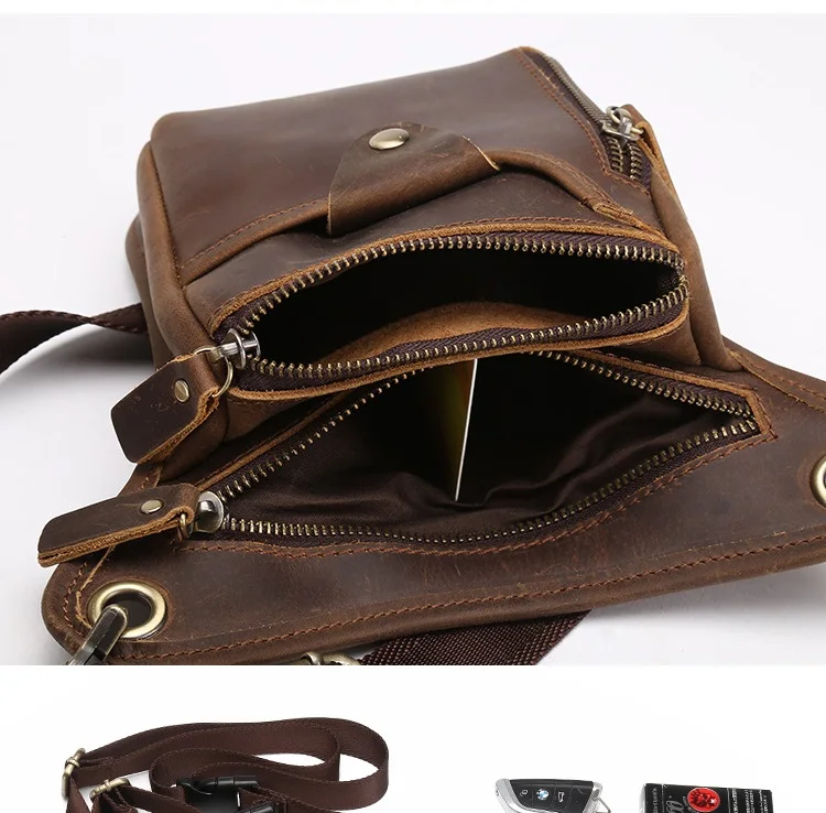 Новая высококачественная мужская поясная сумка из натуральной кожи Crazy Horse