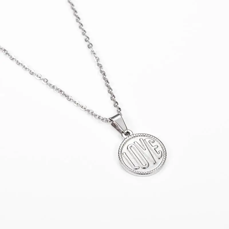 ZFVB Fashion Lovers LOVE Pendant Necklaces Women Stainless Steel Gold Silver color Clavicle Chain Necklace Pendants Jewelry Gift | Украшения