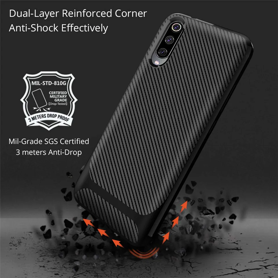 Чехол для Xiaomi Mi CC9 мягкий силиконовый ударопрочный чехол из углеродного волокна