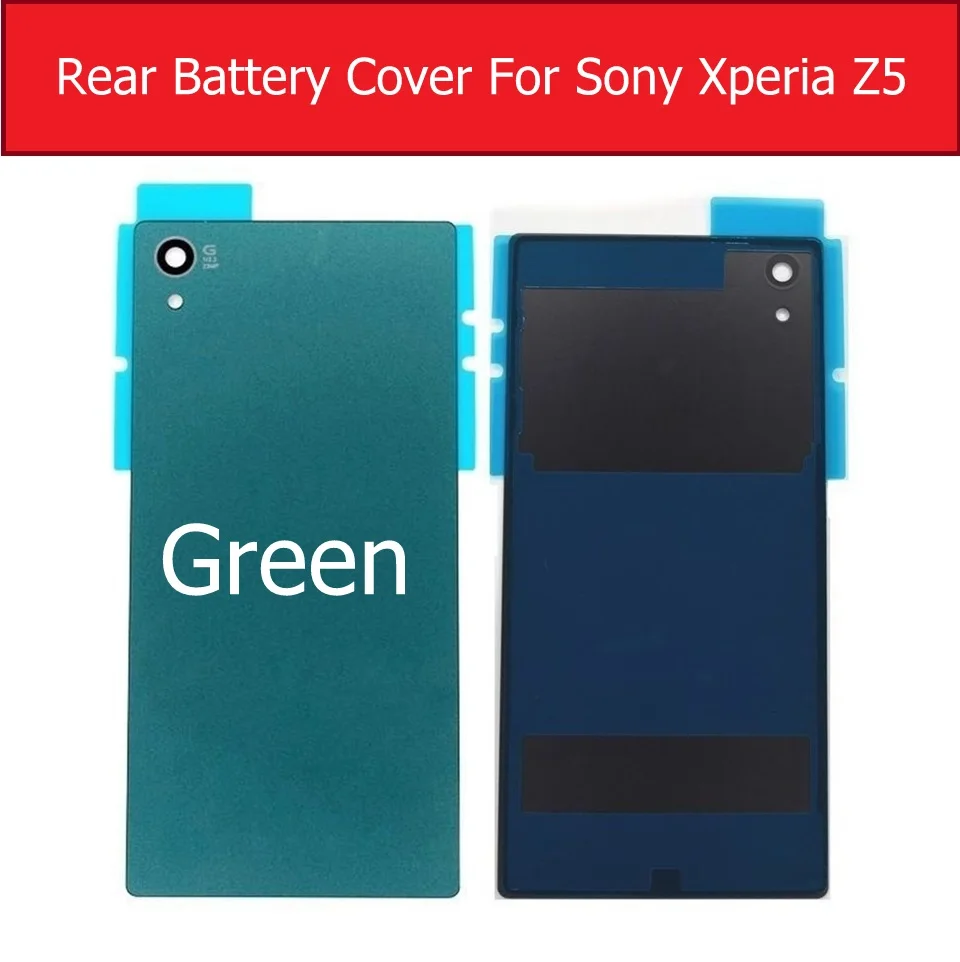 Задняя крышка батарейного отсека для sony Xperia Z5 E6653 E6683 E6633 E6603 Daul Задняя стеклянная крышка чехол+ 1 пленка бесплатно - Цвет: Green