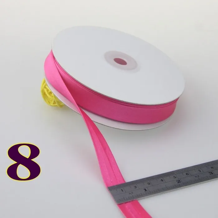 8 hot pink Полиэфирная атласная косая лента Размер: 15 мм, ширина: 5/" 20 метров/карта различных цветов 1,5 см косая лента в блеске - Цвет: 8 hot pink