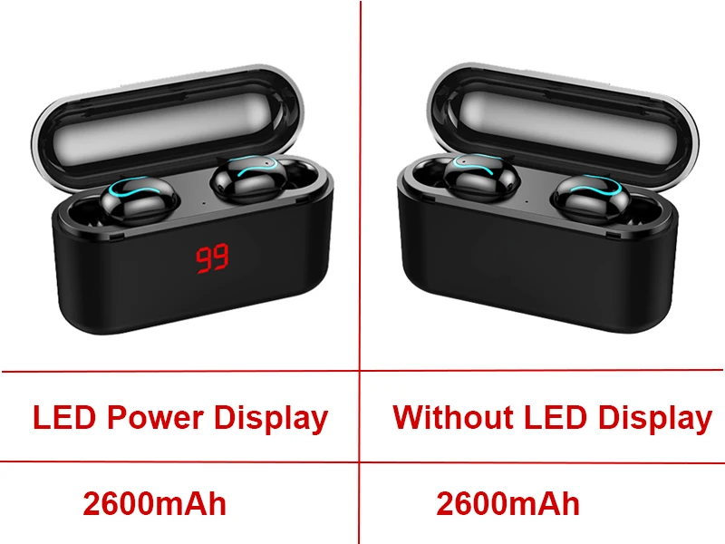 Tws V5.0 Bluetooth наушники, стерео бас, настоящие беспроводные наушники, Спортивные Bluetooth наушники, Мини наушники с 2600 мАч, Дополнительный внешний аккумулятор