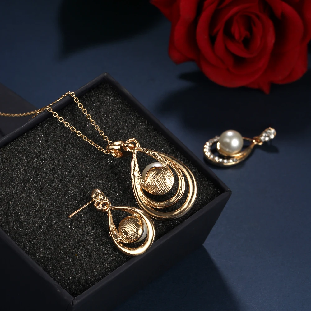 Женское Ожерелье с большими жемчужинами золотое ожерелье каплями воды наборы