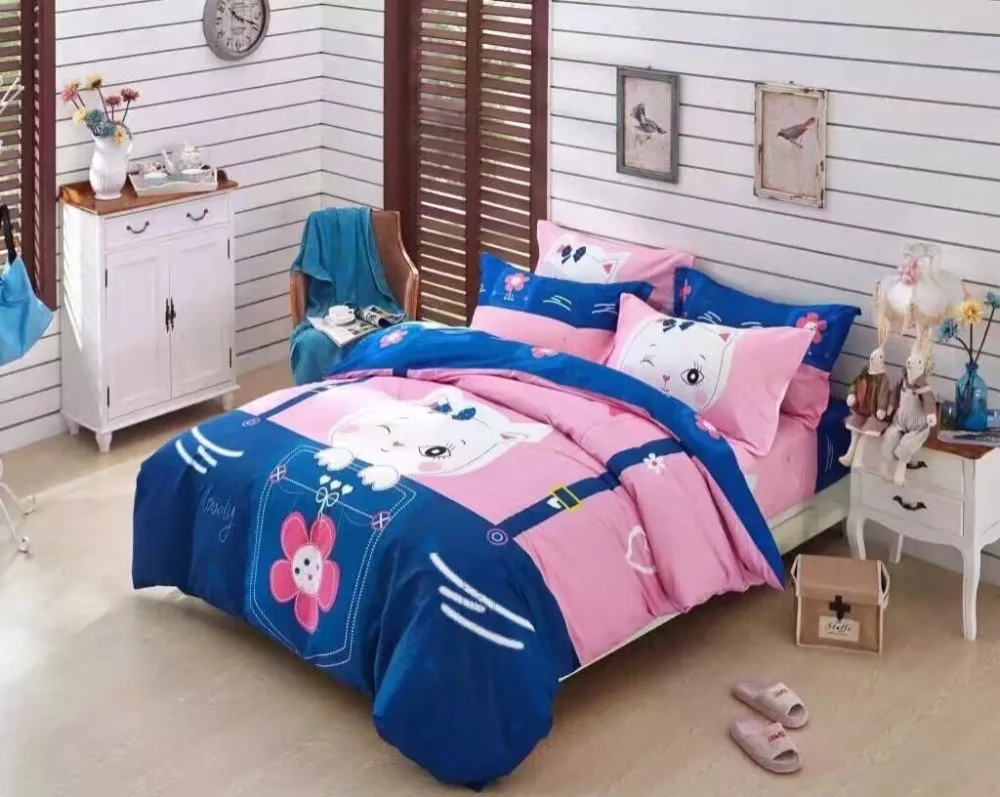 Pocket Кошка Хлопка Детей Постельных Принадлежностей Печати Анимация Мультфильм