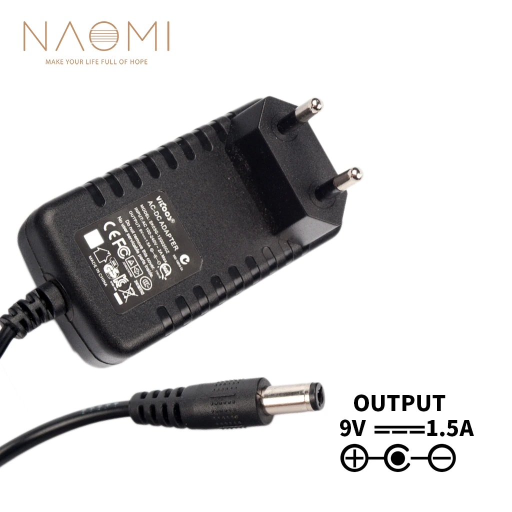 NAOMI зарядное устройство 9V 1.5A EU адаптер питания Черный для гитарных эффектов