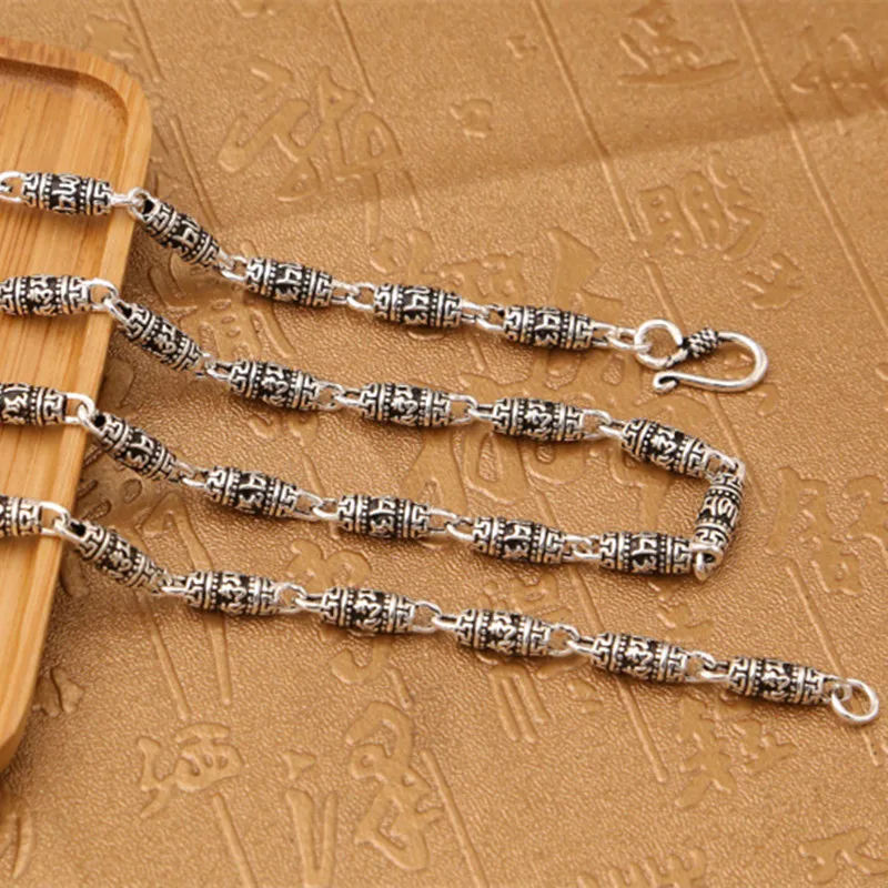 55g 100% 925 Sterling Silver Jewelry Choker Necklace 5MM Chain Men&ampWomen Gift Thai Mantra Charms Long &amp Pendant | Украшения и