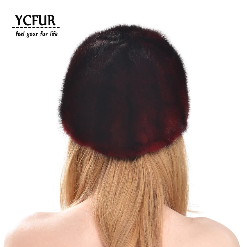 

YCFUR Women's Visors Cap Winter Warm Genuine Mink Fur Hats Caps for Women Solid Natural Mink Fur Hats Ladies
