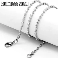 2pcs wholesale 455055cm stainless steel ballround bead chains with connected lobster clasp jewelry settings for diy necklace