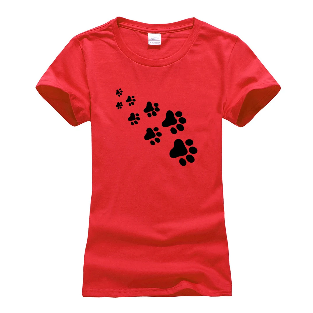 Женские милые футболки с кошачьими лапами для женщин хлопковая Повседневная