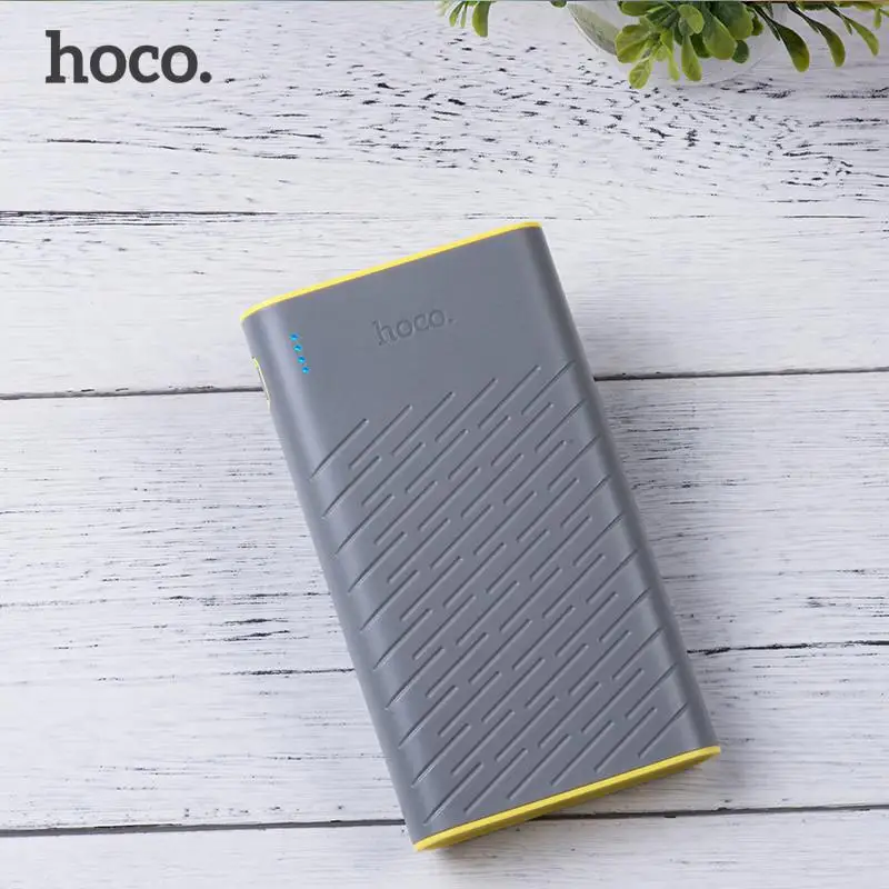 gray Беспроводное зарядное устройство HOCO B31 20000 мА/ч, 18650 Мощность банк Портативный Dual USB 5 V/2.1A мобильного телефона Зарядное устройство Внешнего Батарея для iPhone Xiaomi внешний аккумулятор - Цвет: gray