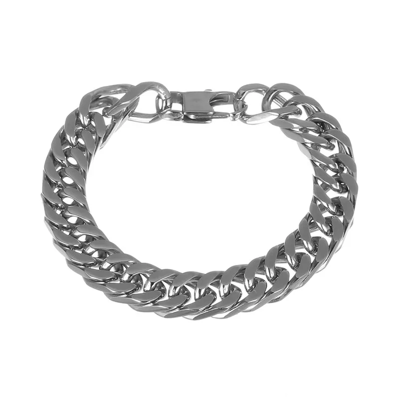 

LINSOIR 2019 New Cool Mens Stainless Steel Chain Bracelet Jewelry Fashion Silver Color Hip Hop Male Bracelet Punk Rock Jewelry