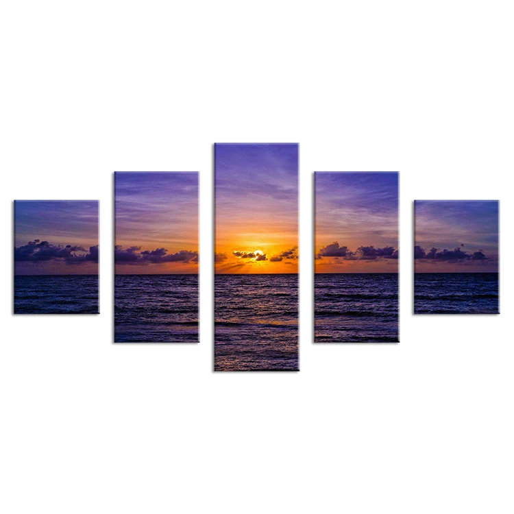 

5 PANE winter sunset Hot Sell The Family Decorates Print in The Oil Painting On The Canvas,Wall Art Picture Gift unframed