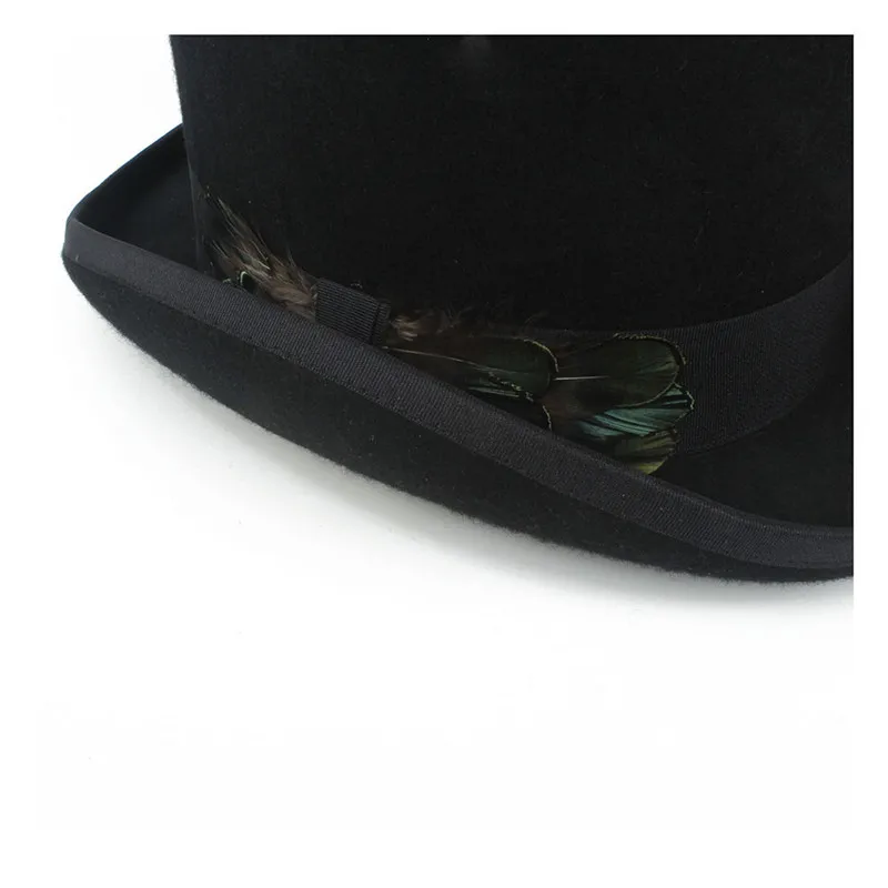 Шляпа с черным пером для женщин и мужчин шерстяная шляпа в стиле стимпанк
