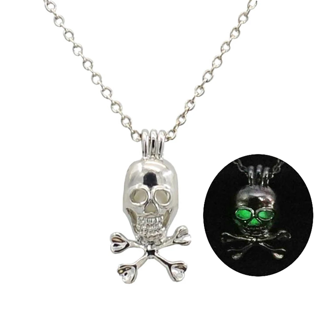 2PCS Skull Couple Necklace Luminous Pendant Hollow Out Nightclub Chain Punk Gothic For Valentine'S Day Halloween | Украшения и