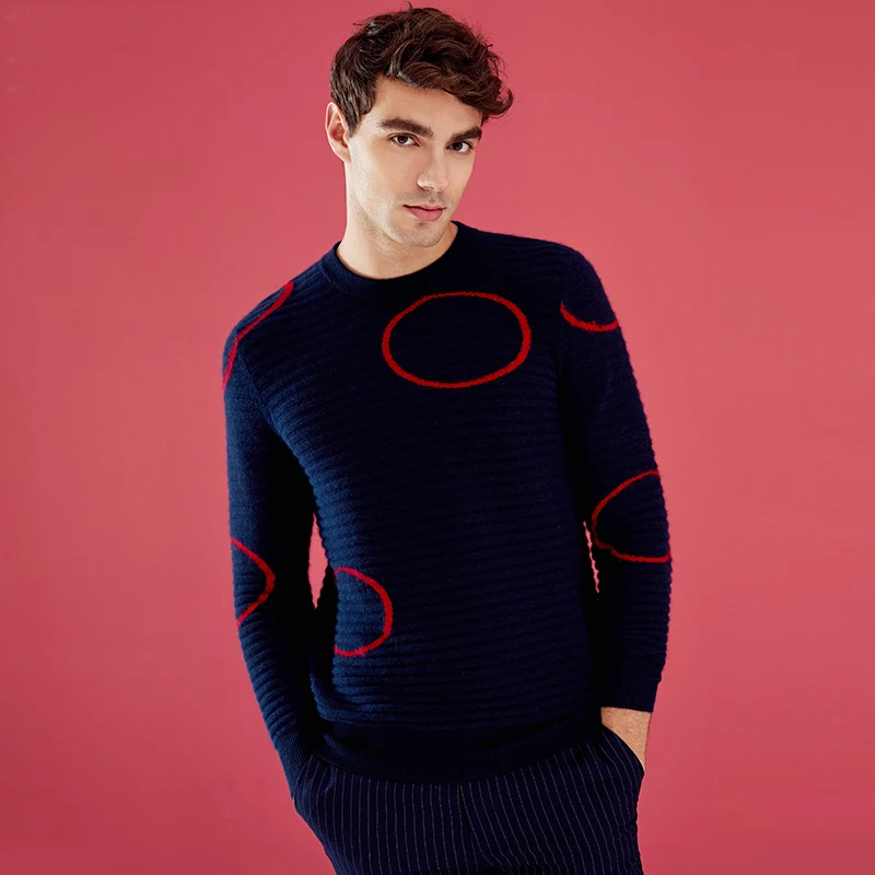 

ZHILI Men's O-Neck Pullover Sleeve Long Cashmere Sweater