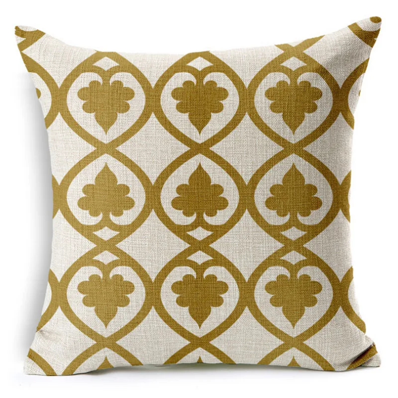 Персонализированные ретро золотые геометрические печатные подушки для кровати