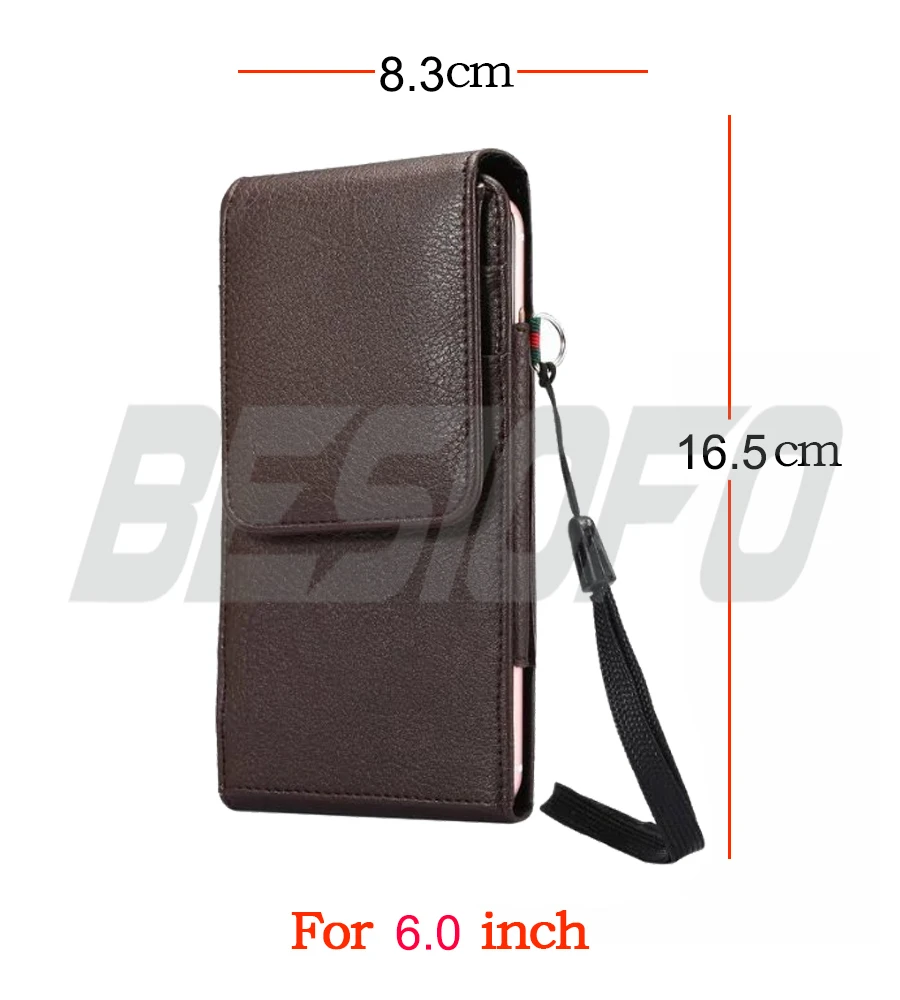 6.0inch Brown Чехол для телефона 360 градусов вращения Дизайн кобура вертикальный с зажимом талии чехол для huawei коврики S 7 8 9 10 Nova 2 3 - Цвет: 6.0inch Brown