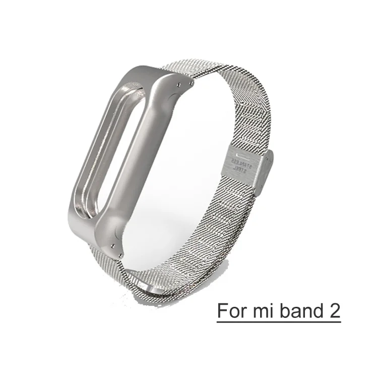 Металлический ремешок для Mi Band 3 браслет Mi Band 2 браслет из нержавеющей стали Безвинтовой MiBand 3 2 браслеты сменный ремешок на запястье - Цвет: Mi2 type2 silver