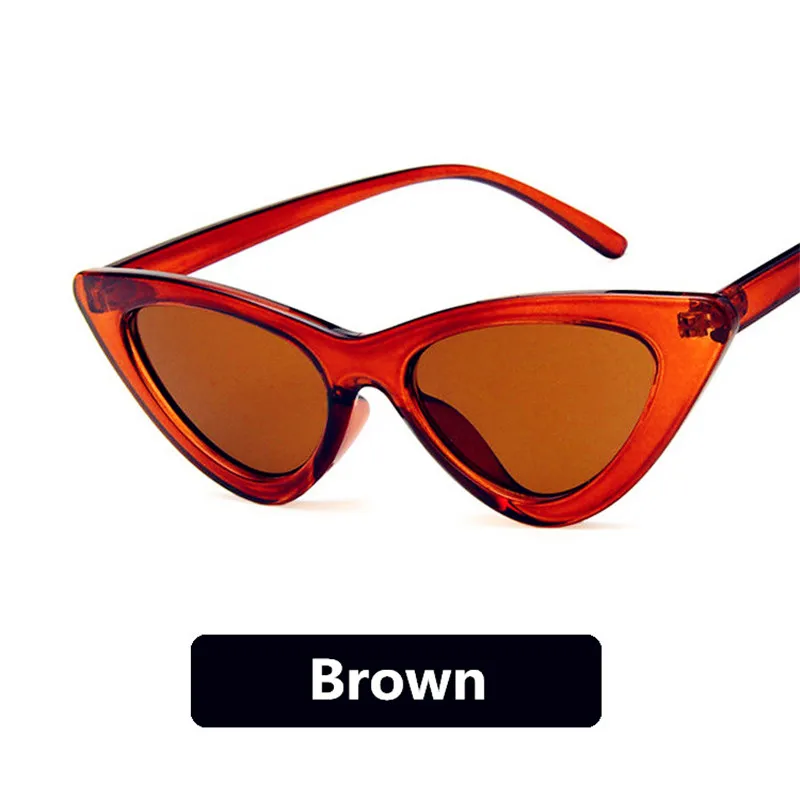 Brown Новые модные милые сексуальные женские солнцезащитные очки кошачий глаз, Женские винтажные брендовые маленькие солнцезащитные очки, женские солнцезащитные очки UV400 - Цвет линз: Brown