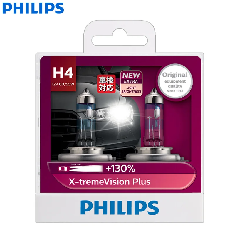 Philips X-treme Vision Plus H4 9003 HB2 12V P43t 12342XVPS2 130% более яркие автомобильные галогенные фары HL луч ECE авто лампы(Твин