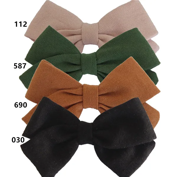 Solid color Set 2 4 предмета в комплекте, красивые хлопковые ткани лук заколки для маленьких девочек модная одежда для волос заколки-бантики для волос заколки для волос Hairbow заколки для волос аксессуары для волос - Цвет: Solid color Set 2