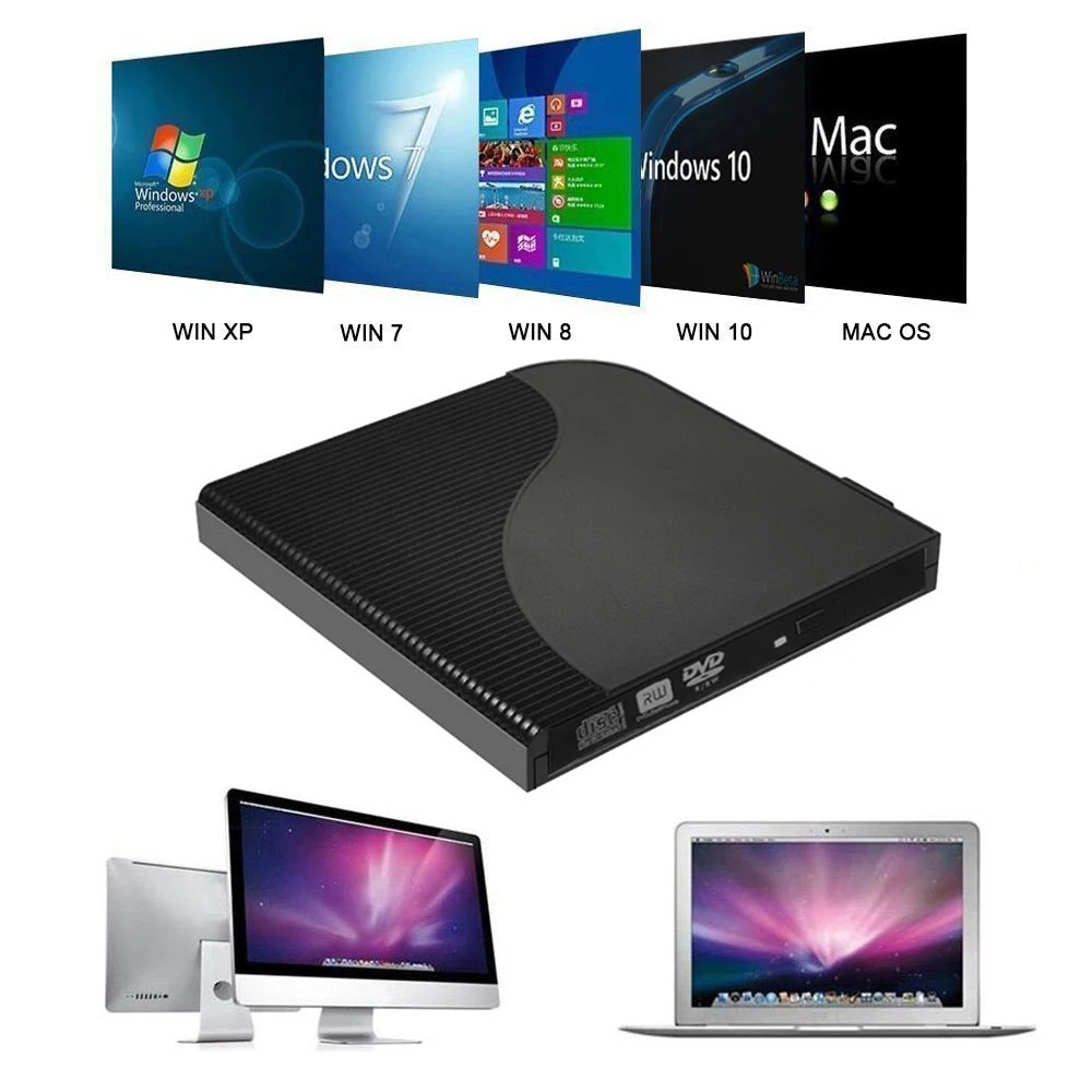 USB 3 0 Портативный внешний DVD RW/CD RW записывающийся оптических дисков CD Встроенная