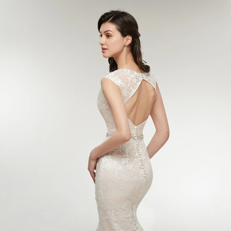 Платье свадебное кружевное с открытыми плечами и аппликацией без рукавов|vestidos de