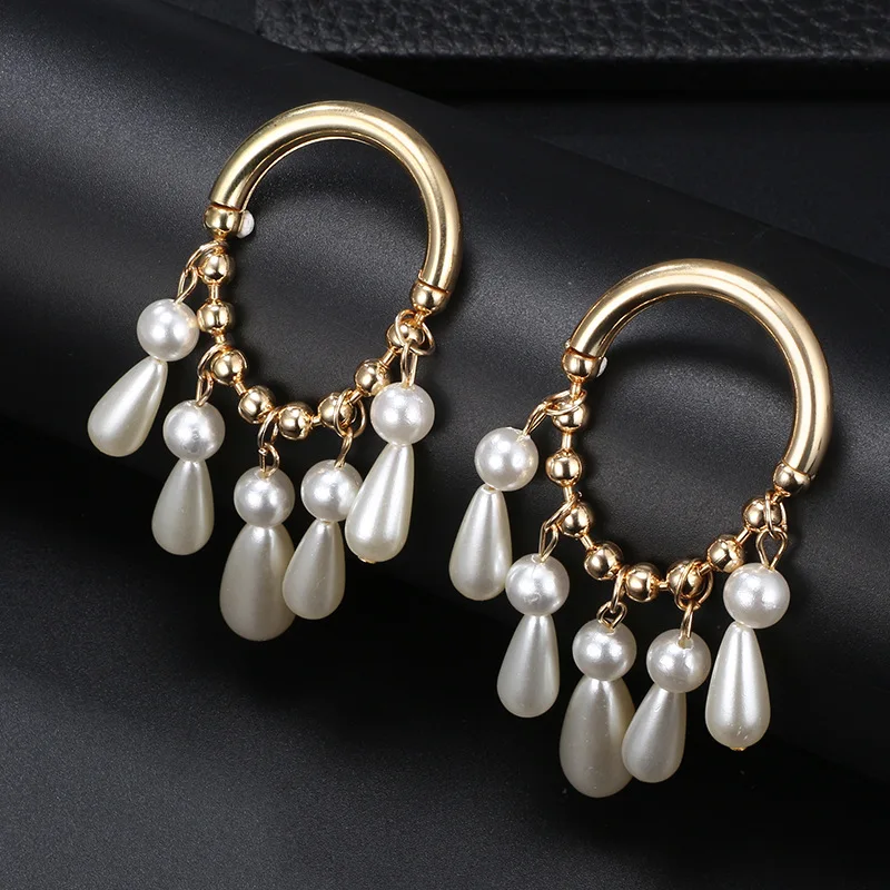 Женские большие круглые серьги boucle d'oreille корейские золотого цвета с имитацией