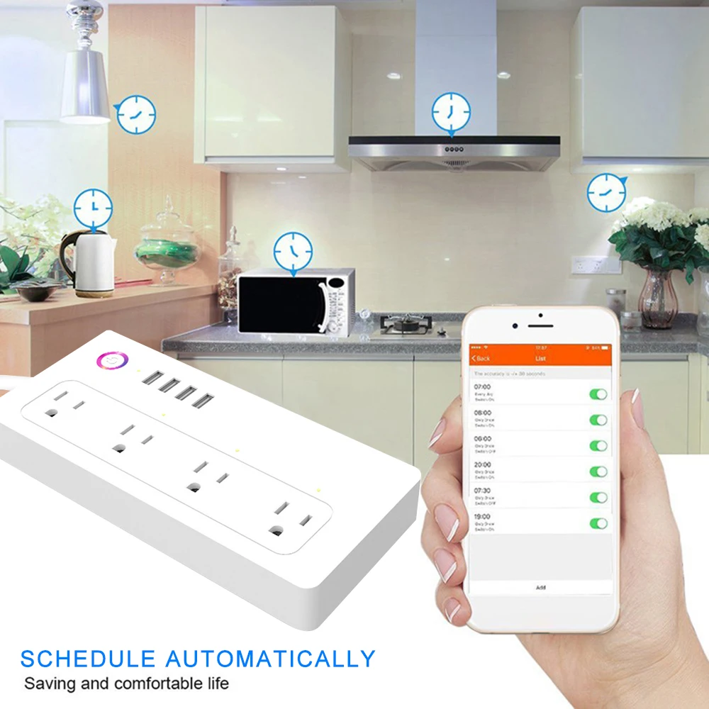 Wifi Smart power Strip 4 EU розетки с 4 usbзарядным портом синхронизации приложение Голосовое управление работа с Alexa Google Home Assistant