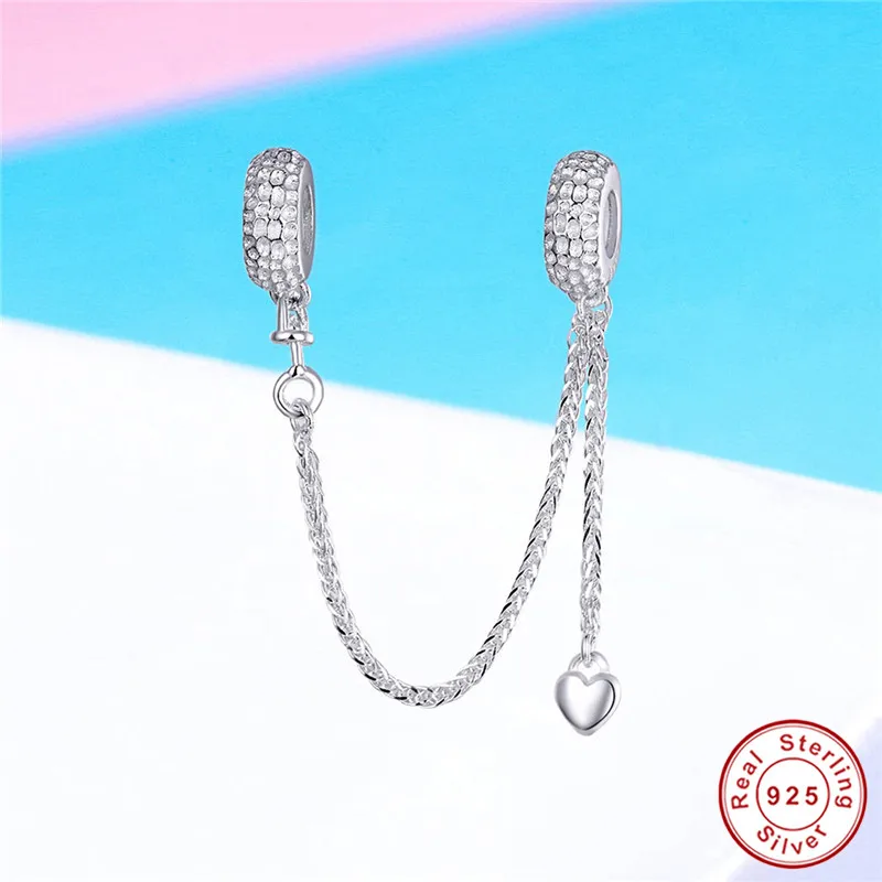 Женский браслет из серебра 925 пробы с белым фианитом|Ювелирные шармы| |