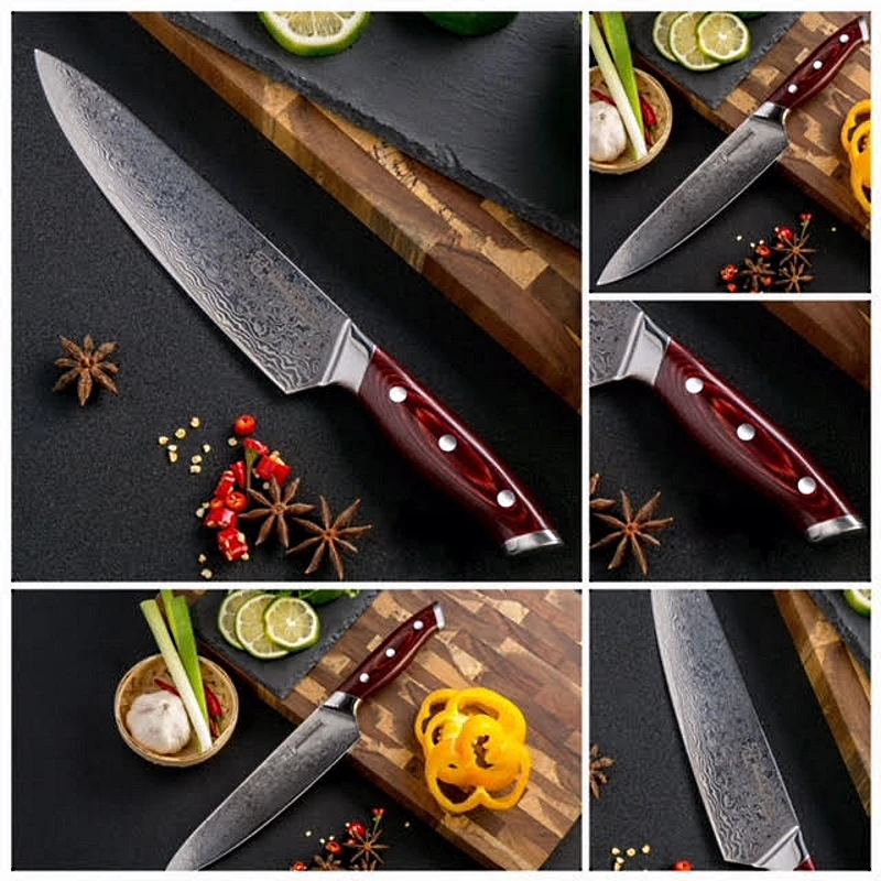 Набор ножей Grandsharp 2 шт. Дамасские кухонные ножи поварской нож сантоку японский из