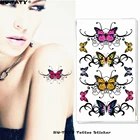 Эротичная временная татуировка Nu-TATY с четырьмя бабочками, боди-арт, татуировка на руку, наклейка s 17*10 см, водостойкая хна, безболезненная татуировка, наклейка