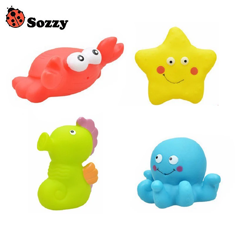 

Baby Bath Squirters Ocean Animals Toy for the Tub Toy 4pcs Classic Ocean Baby Toy Starfish Octopus Crab Hippocampus Toy 6M+