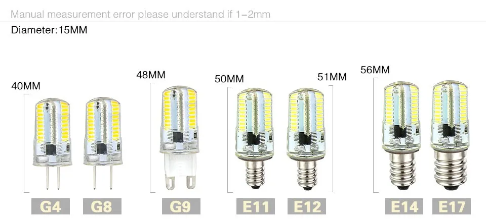 Высокий яркий G4 светодио дный лампа E14 E17 E11 E12 G9 G8 свечах AC 220V 110V лампы Spotlight SMD 3014 64 светодио дный затемнения люстра свет