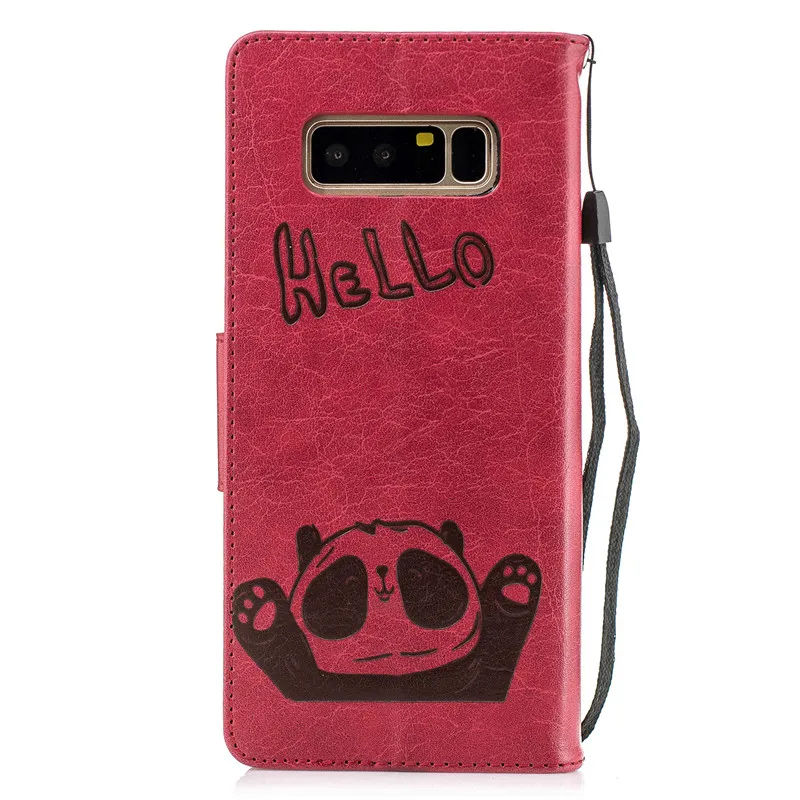 Для samsung Galaxy Note8 Note9 чехол из искусственной кожи 3D Hello Panda тиснение стенд флип для