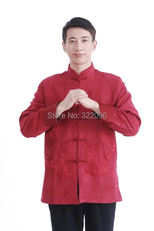 Замшевая куртка с двойным принтом в виде драконов Китайская традиционная стиле