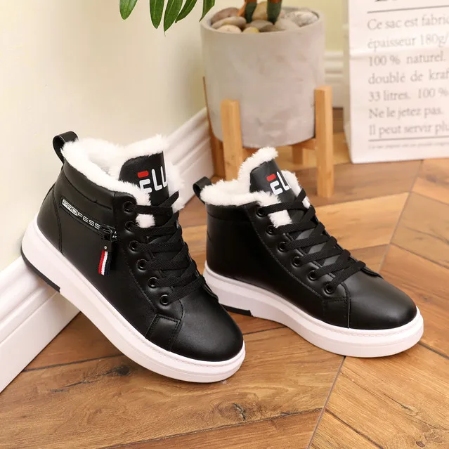 Женские зимние кроссовки 2019 модная теплая женская повседневная обувь высокие