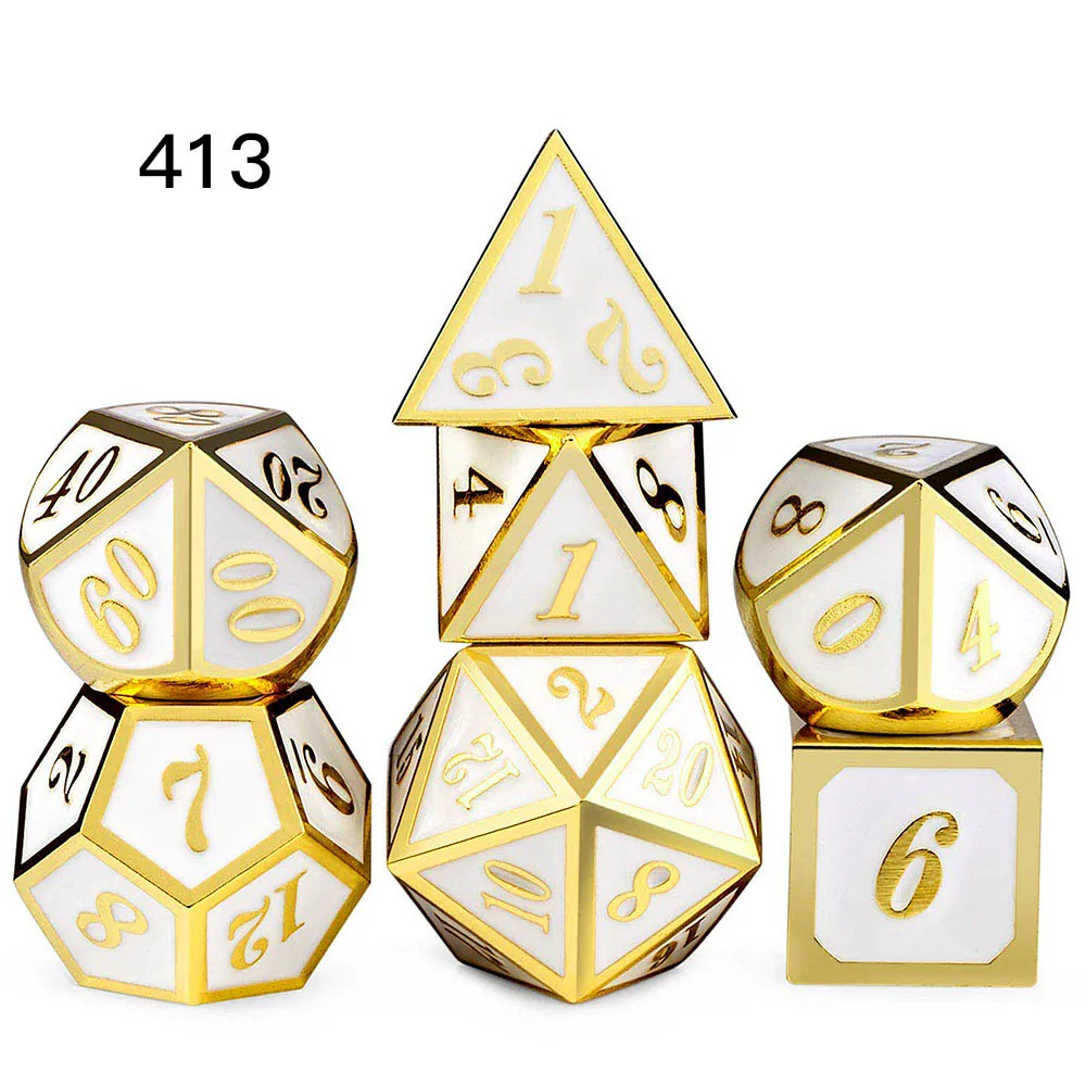 413 DnD металлические кости RPG MTG кубики курсивом шрифт кости включают кости мешочек разные цвета D4 D6 D8 D10 D12 D20 - Цвет: 413