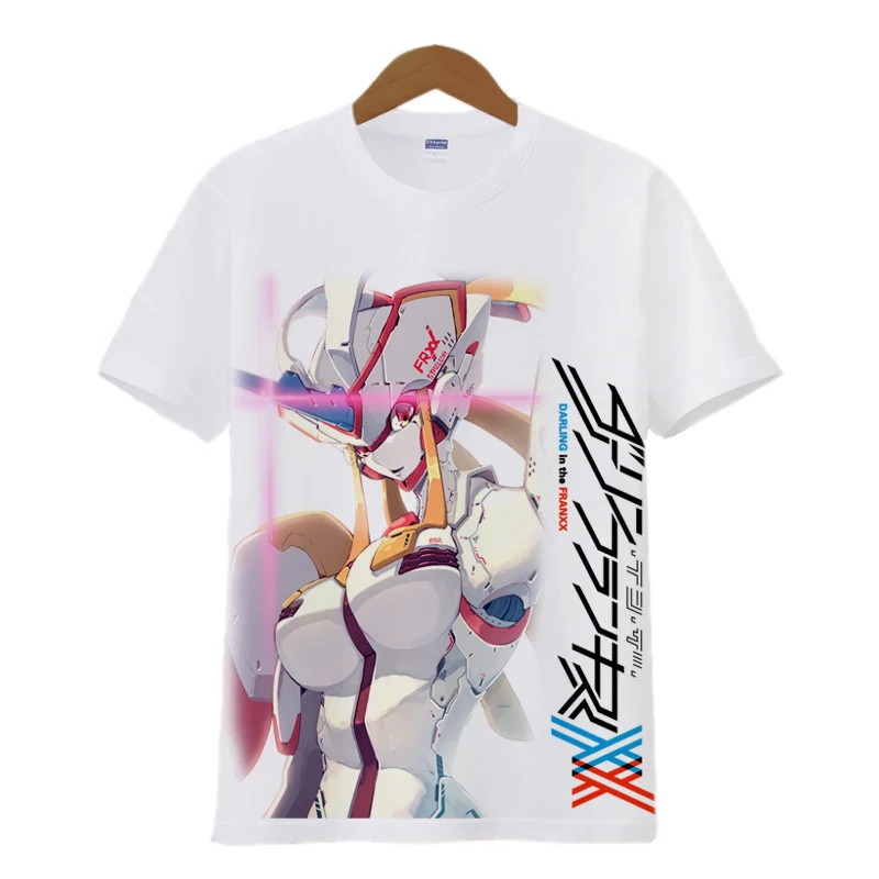Футболка rolecos аниме DARLING in the FRANXX костюмы для косплея Zero Two Hiro с принтом короткими