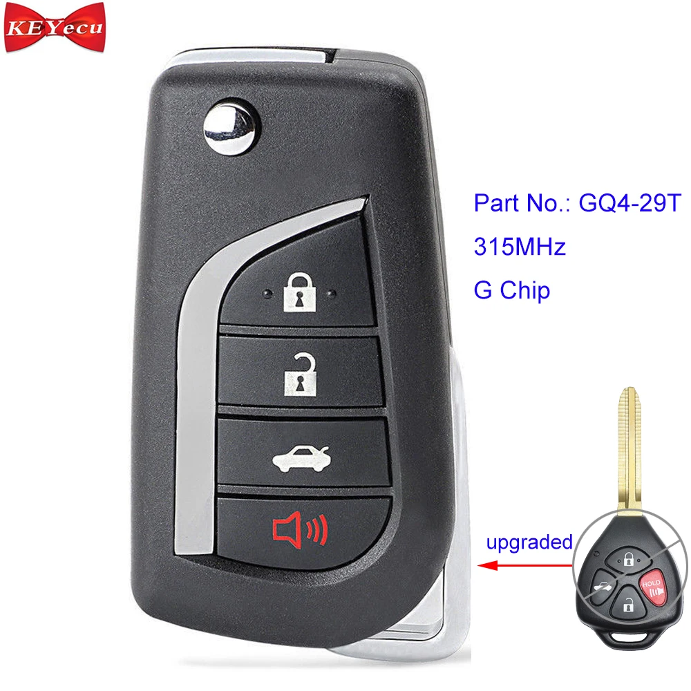 KEYECU для Toyota Corolla Venza 2012 2013 обновленный пульт дистанционного управления автомобильный брелок 4 кнопки 315 МГц G чип GQ4-29T