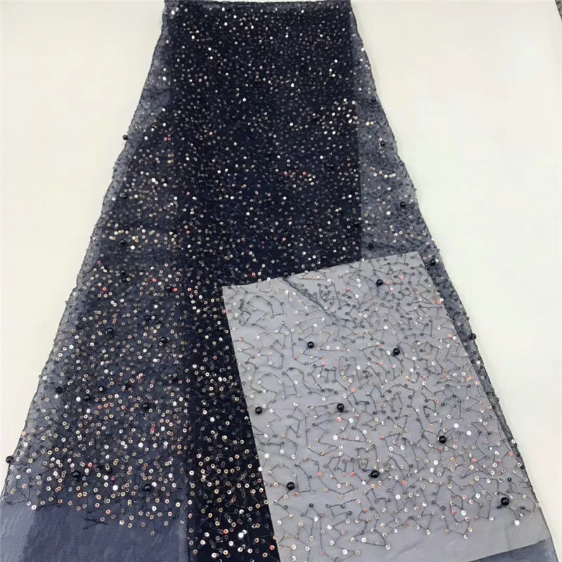 Нигерии кружевной ткани с пайетками и бисером 2019 высокого качества Тюль чистая