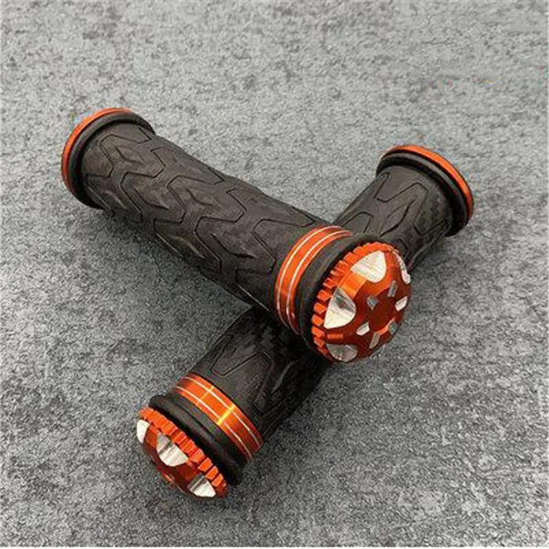 Красочная наклейка с ЧПУ, часть для мотоцикла, rbike, рукоятка, универсальная, 22 мм, 7/8 дюймов, ручка для скутера, мягкий резиновый руль для мотоцикла, мото ручки - Цвет: Оранжевый