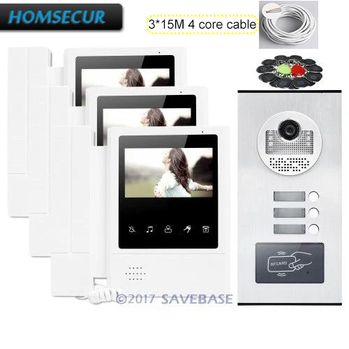 HOMSECUR проводной видеодомофон 4 3 дюйма с цветным ЖК экраном для Семей + жильный