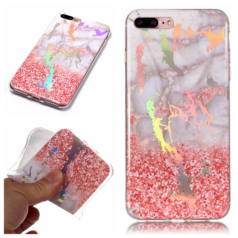 Мягкий силиконовый чехол из ТПУ с лазерным мрамором для Apple iPhone 4 4S 5 5S SE 5C 6 6S 7 8 Plus X