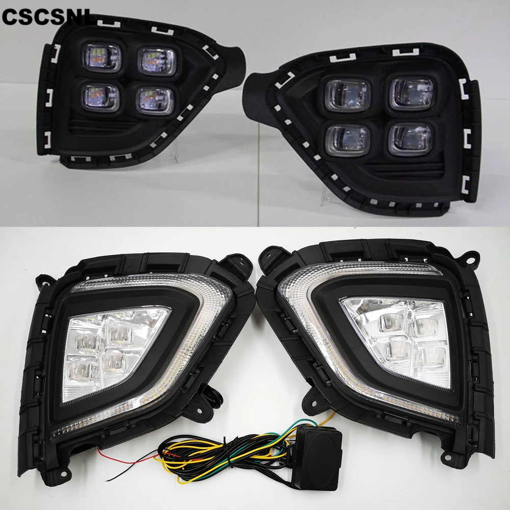 CSCSNL 2 шт. DRL Светодиодный дневной ходовой светильник противотуманная фара крышка DRL с желтым поворотником для hyundai Creta IX25