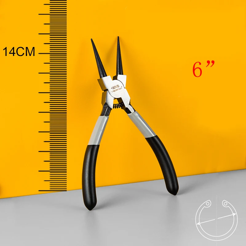 Straight 1pc " /7"/" многофункциональные плоскогубцы с кольцом для вала, многофункциональный обжимной инструмент, Внутренние Внешние клещи для снятия пружинного кольца, стопорные Стопорные плоскогубцы - Цвет: Straight 1pc